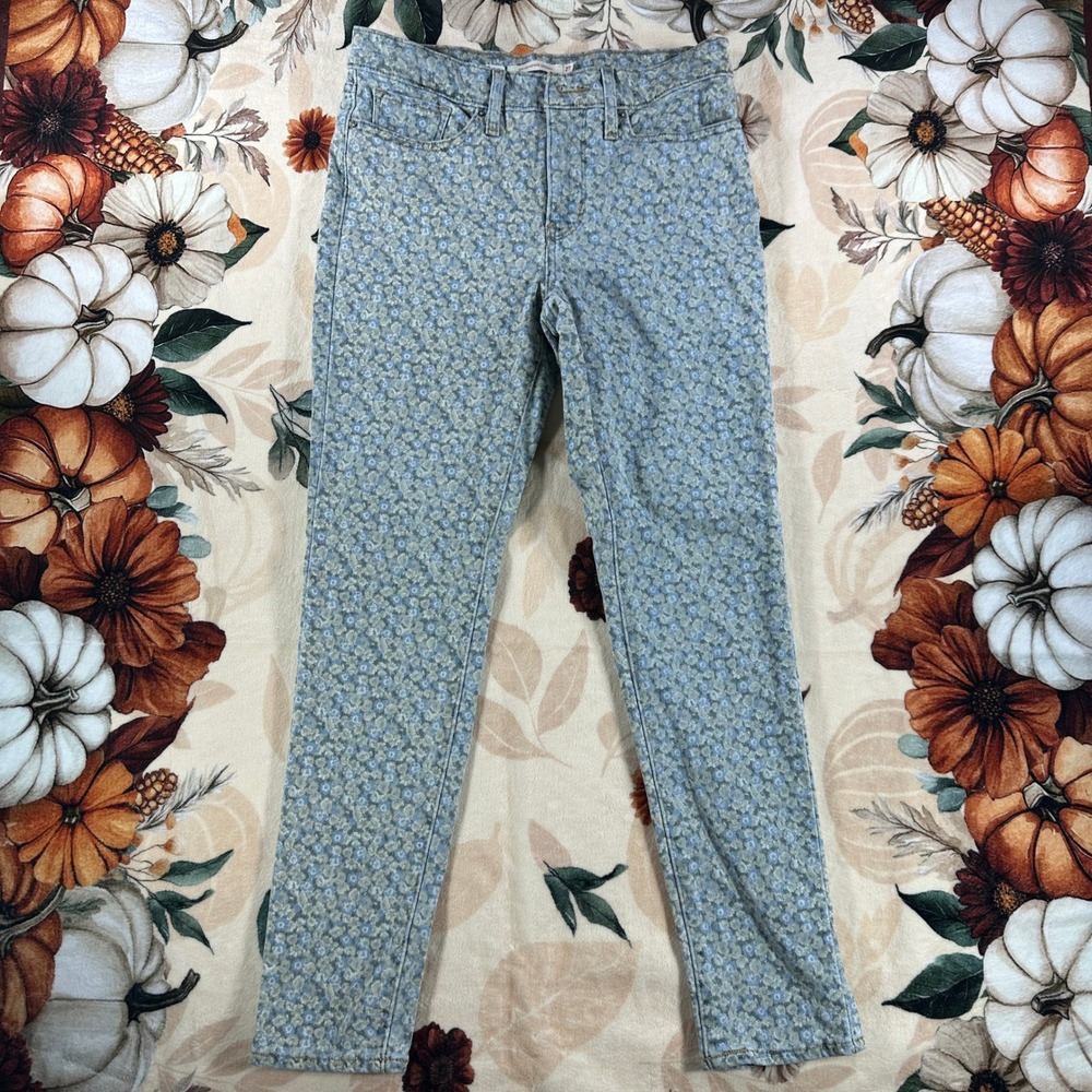 Levis 311 Shaping Skinny Faded Denim Floral Print Mid Rise Stretch Jeans 27